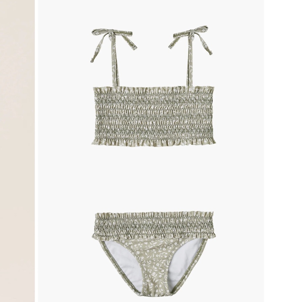Green Smocked Bikini Set